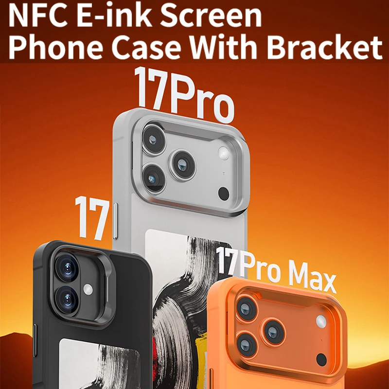 

Чехол для телефона с NFC и E-ink экраном, с подставкой, для iPhone 17/17 Pro/17 Pro Max, 4 дюйма, с магнитной беспроводной зарядкой, защитные чехлы