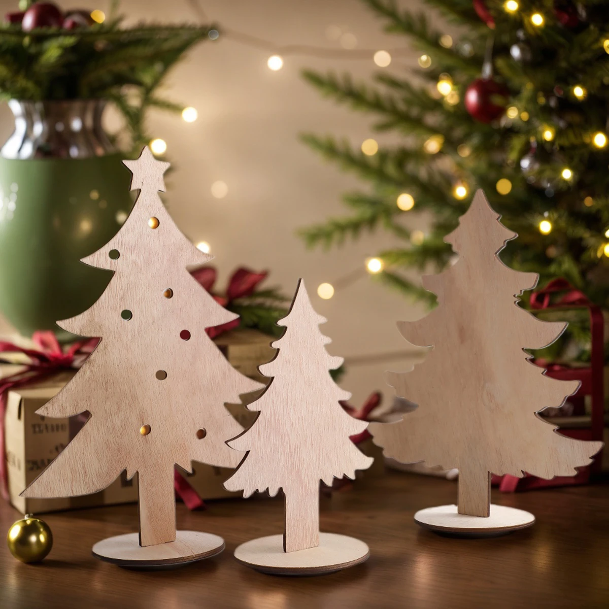 Wooden Christmas Tree Ornaments，Winter Desktop Decoration Set，Bohemian Home Decor, Room Country Rustic, Christmas Supplies Gift