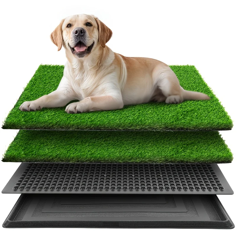 

Портативный туалет для собак, искусственная трава для приучения к туалету, моющаяся подстилка для мочи и коврик для купания с трехслойной системой.