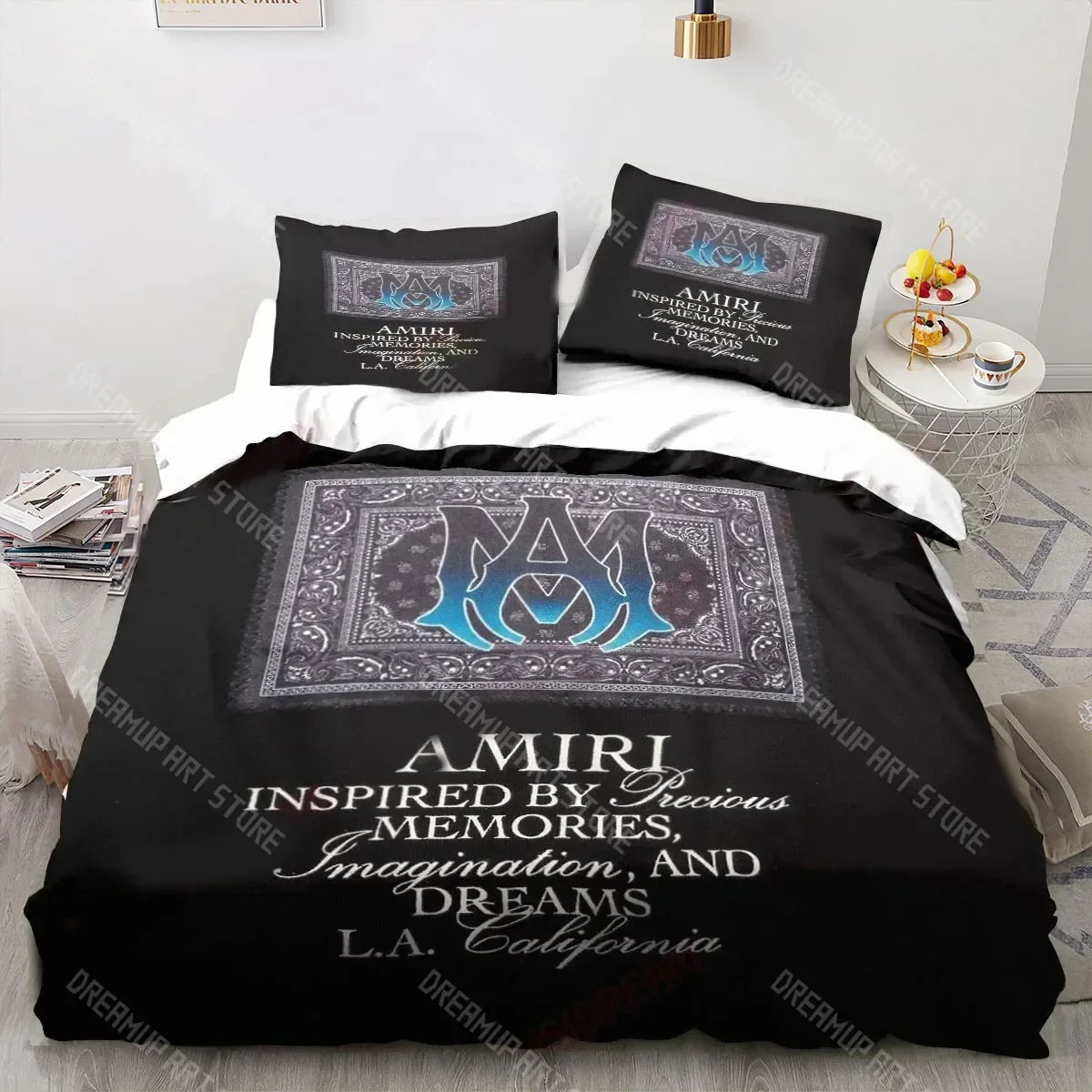 3D Logo A-Amiris Graffiti Pattern Bedding Set Boys Girl Twin Queen King Size Duvet Cover Pillowcase Bed boys Adult Home Textiles