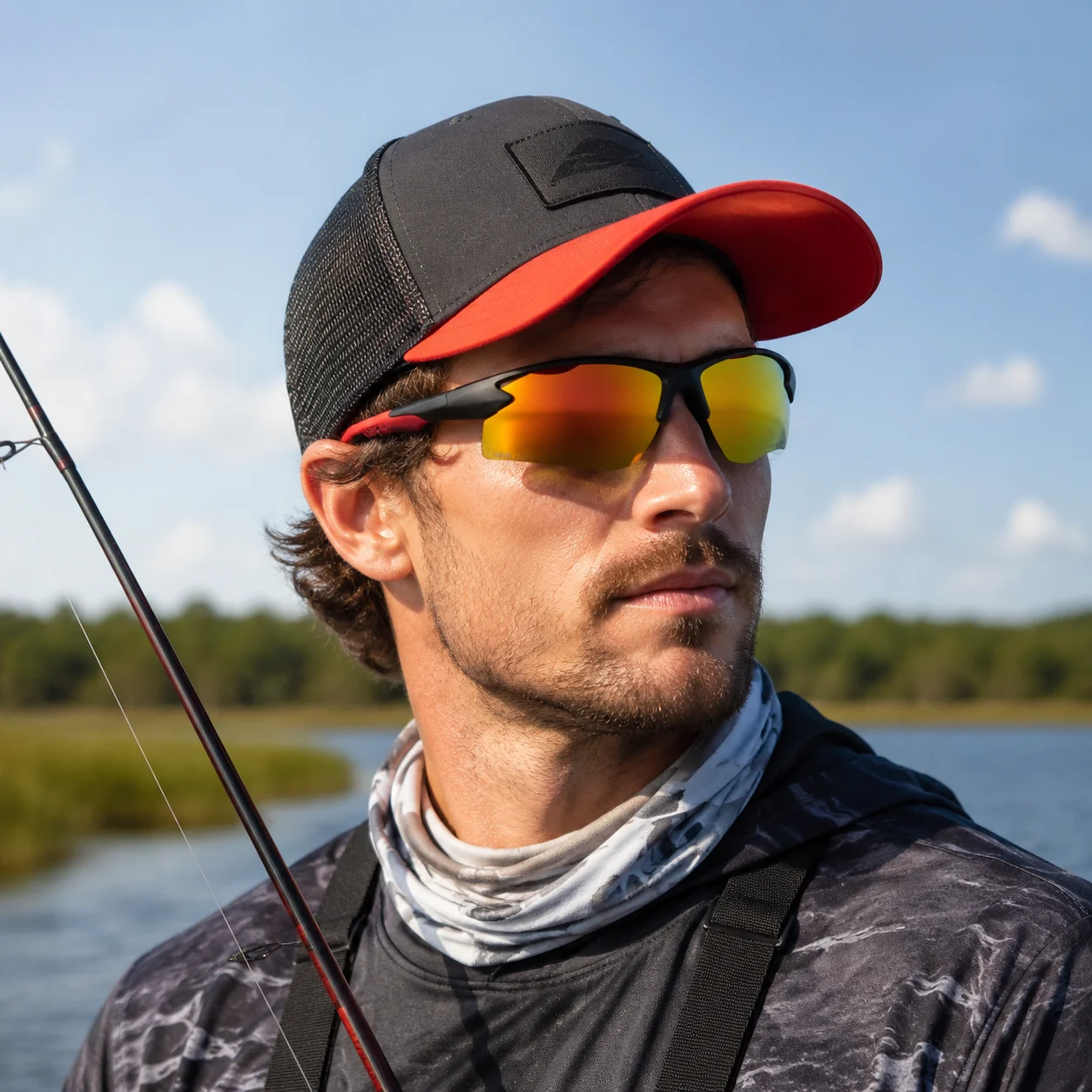 Men's Polarized Fishing Sunglasses HD Lake Vision Sport UV400 Half Frame Outdoor Mirror Sun Glasses