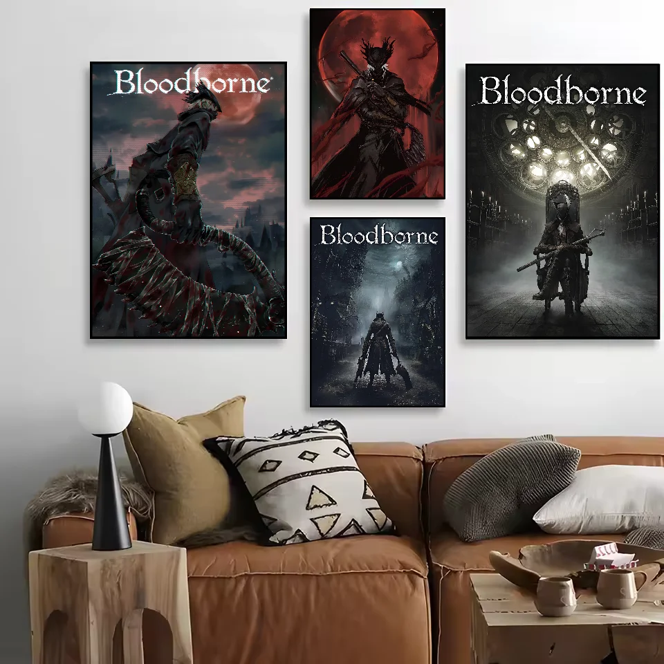 Dark Hunter B-Bloodborne Game Classic Anime Poster HD art sticky wall waterproof home living room bedroom bar aesthetic decorati