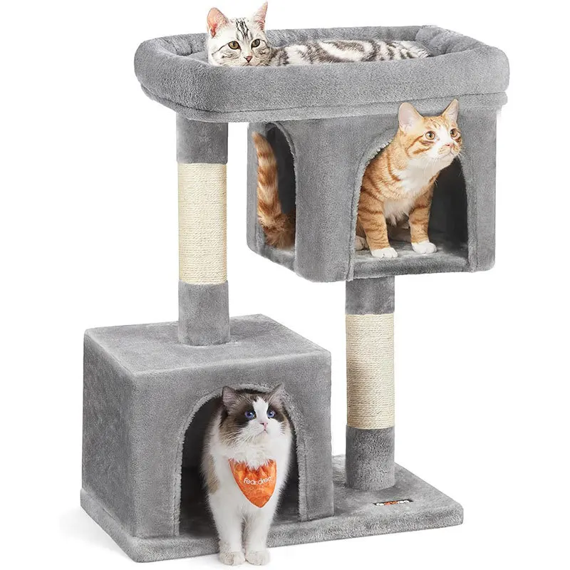 

Modular Cat Climbing Tower with Sisal Scratching Posts and Minimalist House