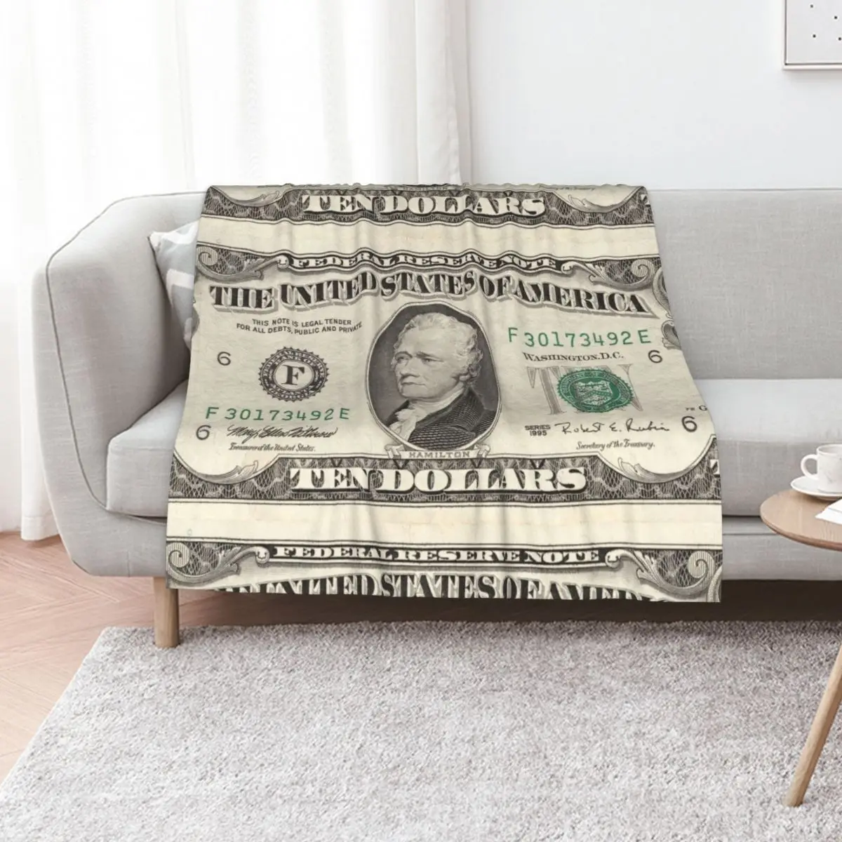 

United States ten-dollar bill - Alexander Hamilton Throw Blanket Picnic Thins decorative Shaggy Blankets