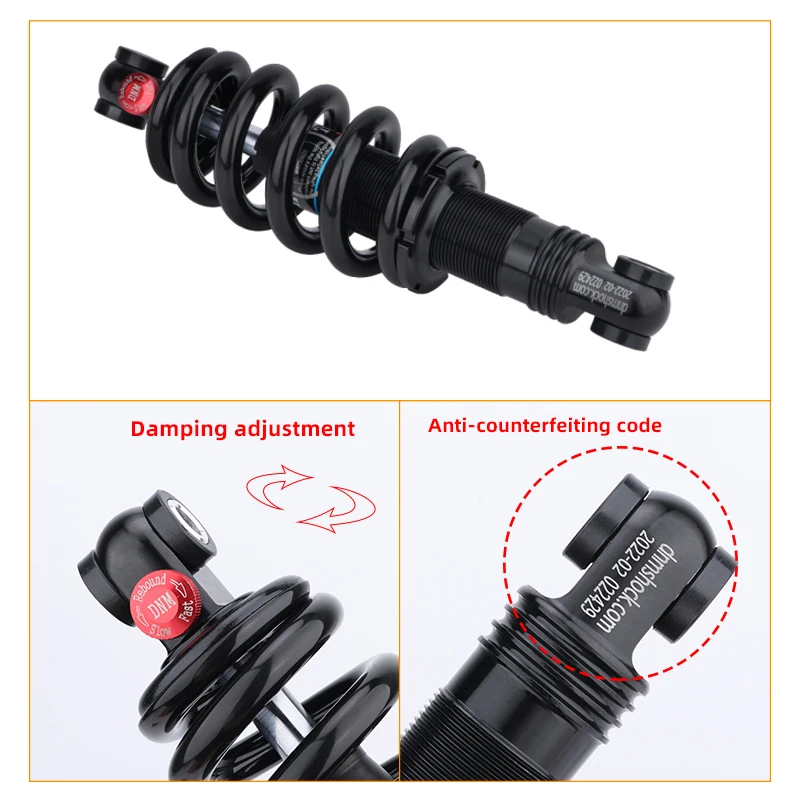 DNM Mountain Bike Rear Shock Absorber Spring Adjustable Suspension Downhill 125/150/165/190/200mm 550/750/850/1000lbs