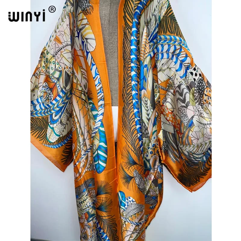 Mới 2022 WINYI Bãi Biển Mùa Hè Mặc Che Nữ Boho Cardigan In Trắng Thanh Lịch Mượt Và Thân Thiện Với Làn Da Gợi Cảm ngày Lễ Kimono