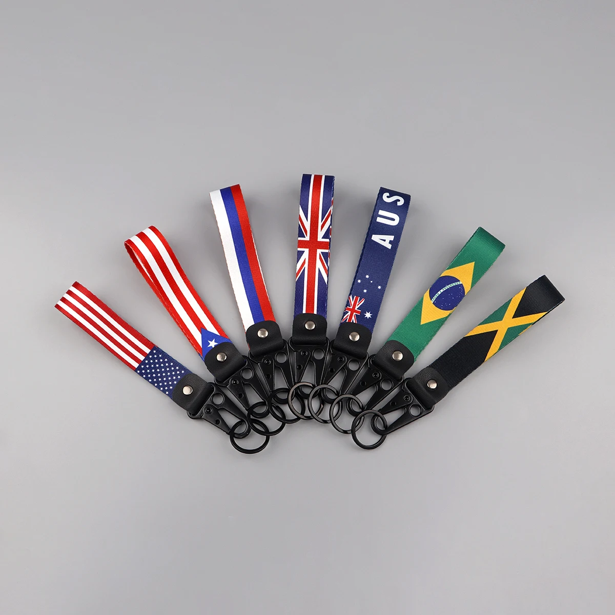 Flags Of Different Countries Eagle Beak Keychain Short Lanyard Style Motorcycles Car Key Ring Backpack Pendant Ornaments Gifts