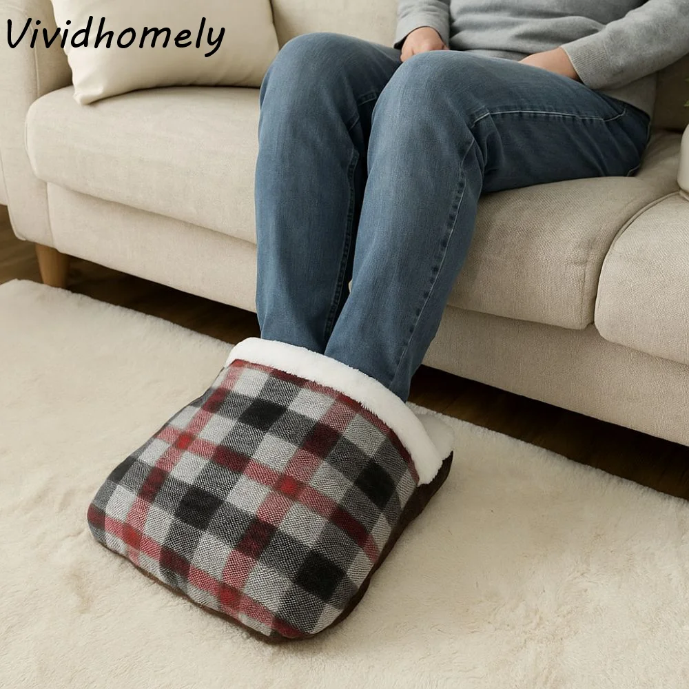 

Practical Soft Plush Foot Warming Mat Double Feet Comfortable Warm Feet Shoes Insulation Not Charging Foot Warmer Household
