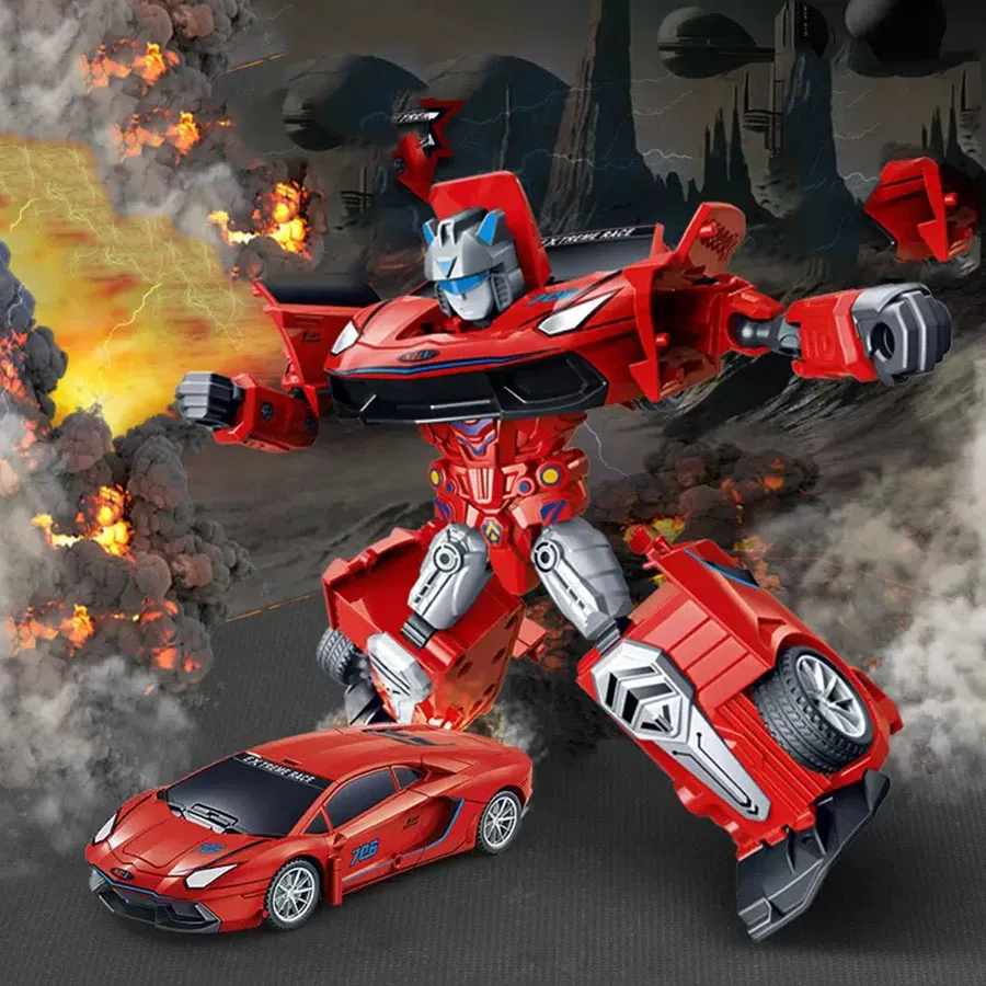 Mini robot de transformación para niños, modelo de juguete, hermanos cómicos, transformación de anime, coche de policía inercial, regalo mecha