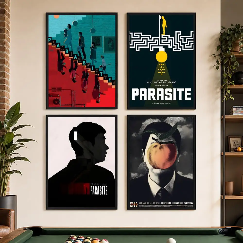 Korean Movies P-Parasite Poster Peel And Stick Matte Self Adhesive PVC Waterproof Removable Frameless Bedroom Living Room