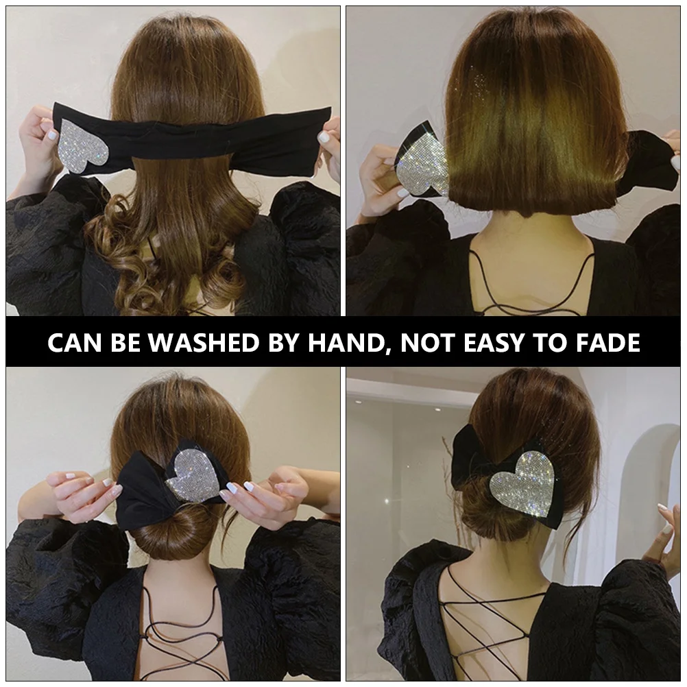 Heart Hair Bun Shaper with Rhinestones Easy to Use Bun Maker for Women Ladies Daily Updo Hairstyle Creation