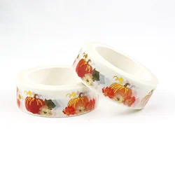 1PC 15MM*10M Seamless Watercolor Pumpkins fall patterns Washi Tape Sticky Adhesive Tape Scrapbooking Album DIY Decorative Tape