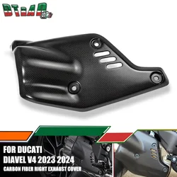 2023 2024 For DUCATI Diavel V4 Carbon Fiber Motorcycle Right Exhaust Cover Heat Insulation Exhaust Hood Case Protection Modified