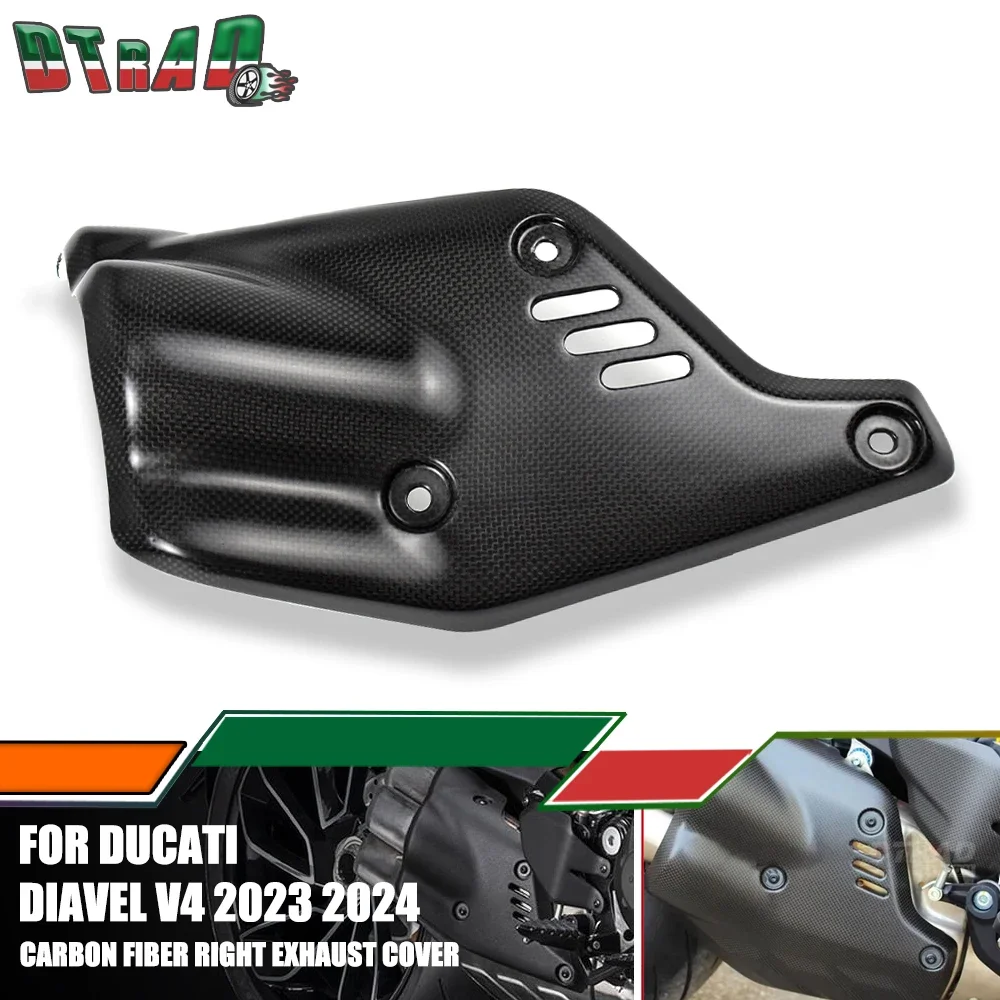 2023 2024 For DUCATI Diavel V4 Carbon Fiber Motorcycle Right Exhaust Cover Heat Insulation Exhaust Hood Case Protection Modified