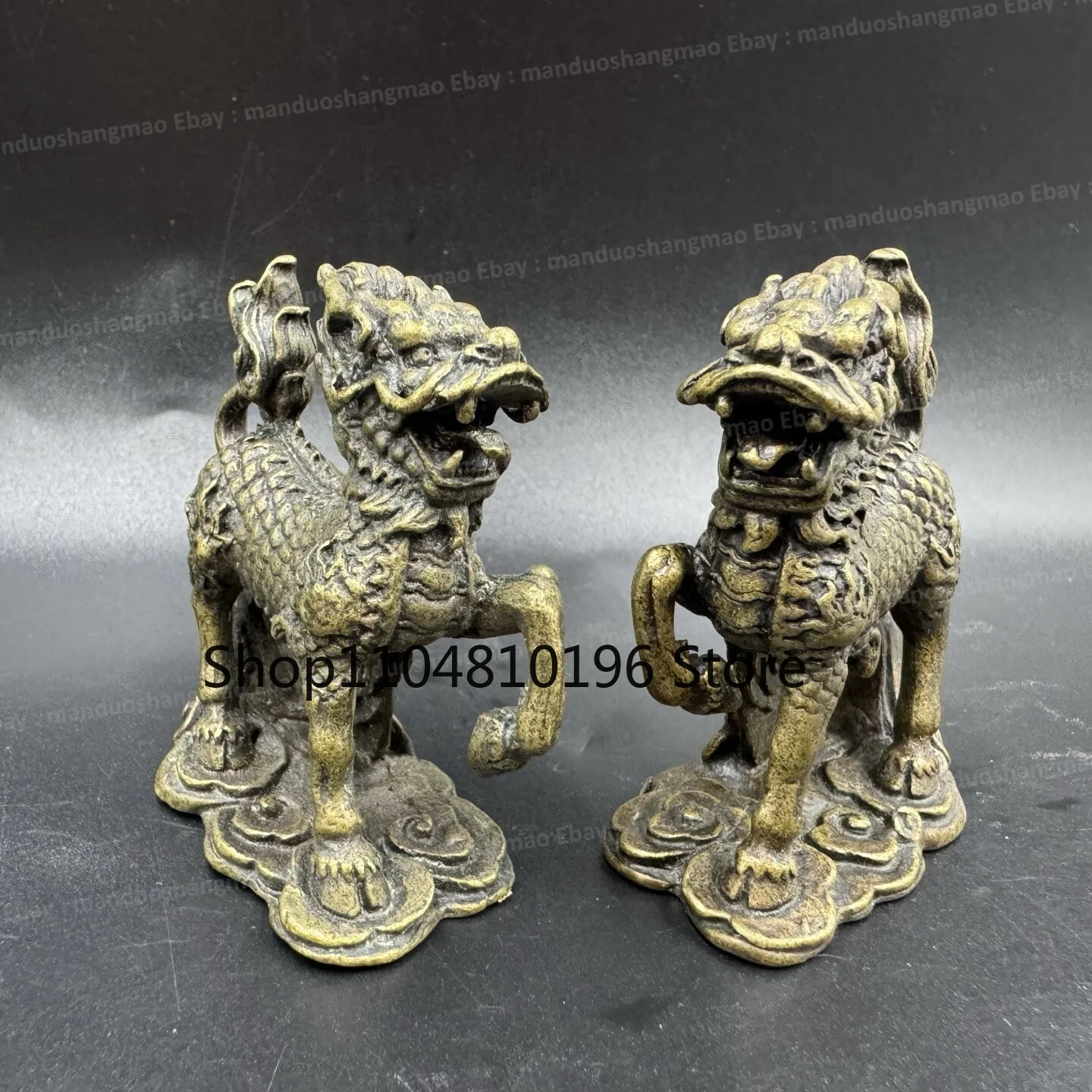Solid Brass Kirin Statue - Chinese Mythical Beast Sculpture Home Decor