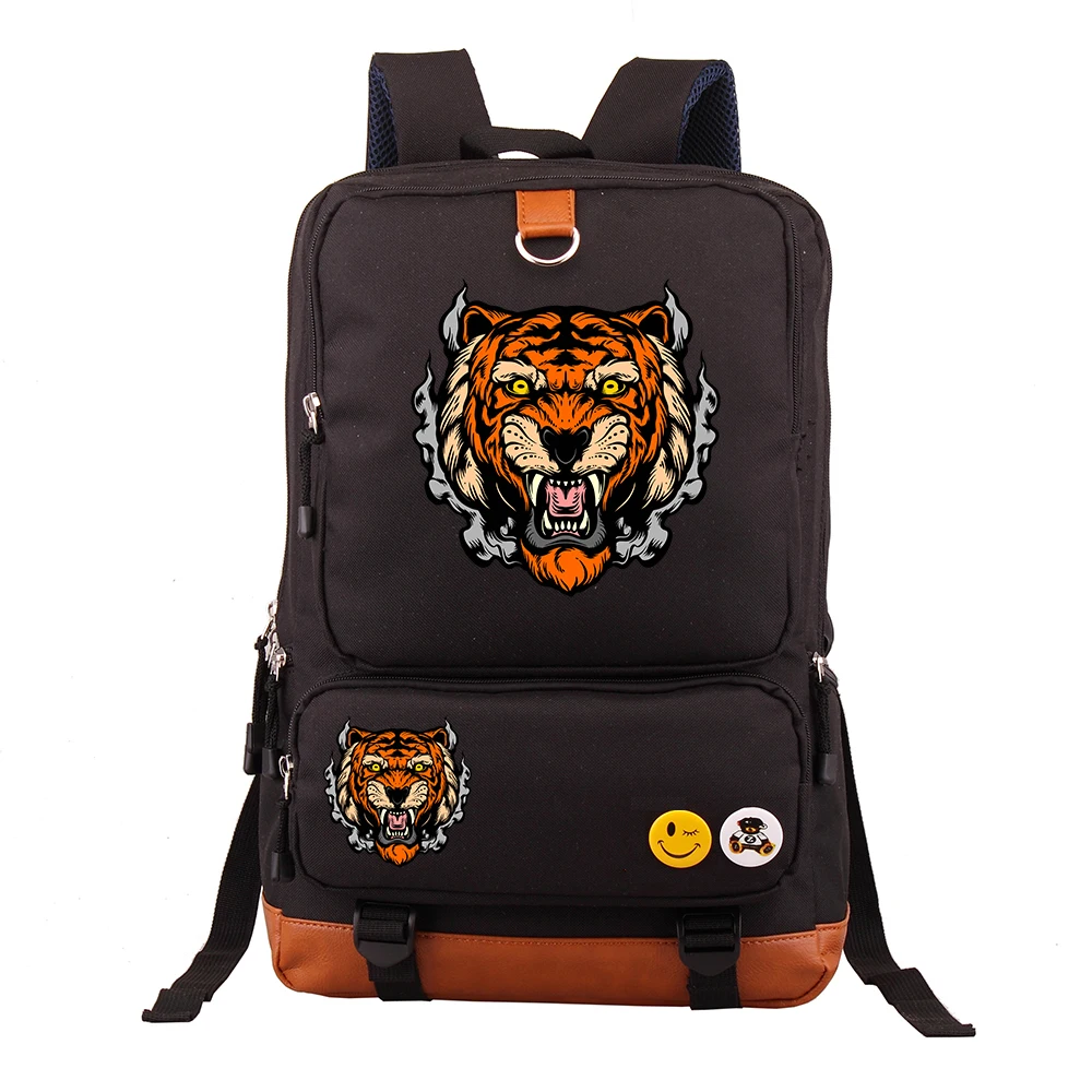 

2026 Tiger King Laptop Backpack Large Capacity Casual Business Travel Bag Cartoon Anime Popular Student Double Shoulder Bag