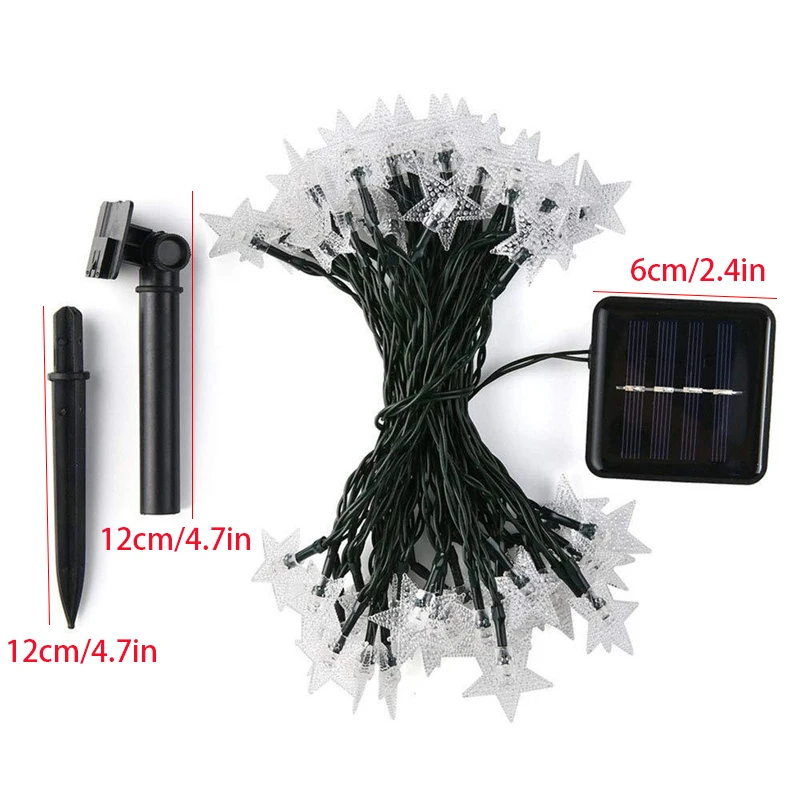 12m/7m/5m Outdoor Solar Star String Lights Weatherproof Solar Lights Fairy Lights Star for Christmas Garden Wedding Decoration