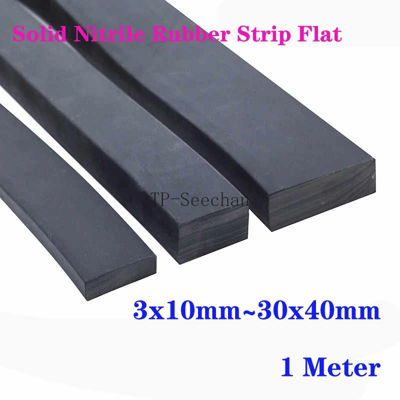 1 Meter Black Solid Nitrile Rubber Flat Strip Square NBR Sealing Strip Oil-resistant, Wear-resistant Shock-absorbing Cushioning