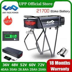 Original 21700 72V 60V Rear Rack eBike Battery 52V 48V 36V Lithium Pack with Luggage for 250W-3000W 24