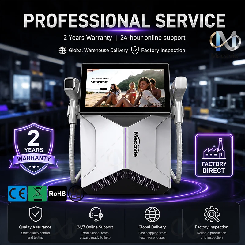 Professional 2 In 1 Hair Reduction Beauty Equipment Ice Cooling High Power Touch Screen Machine for Beauty Salon