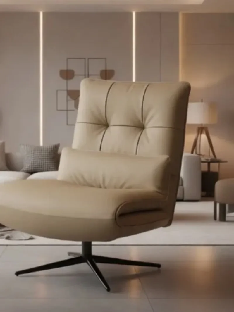 Full leather rotating sofa chair swivel chair single sofa light luxury high-end villa leisure chair