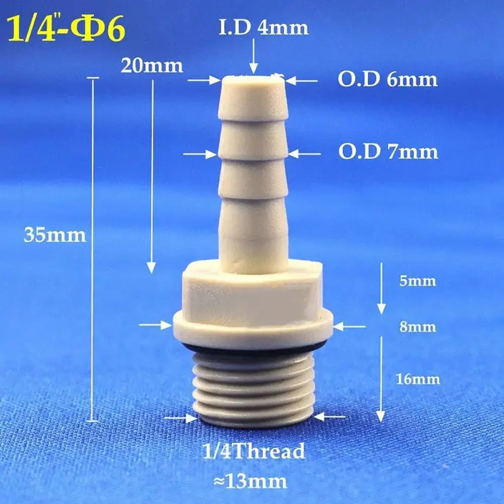 

1 шт. 1/4 "1/8" BSP наружная резьба пластиковый фитинг для шланга с колючим хвостом садовый аксессуар для орошения соединитель POM Pagoda