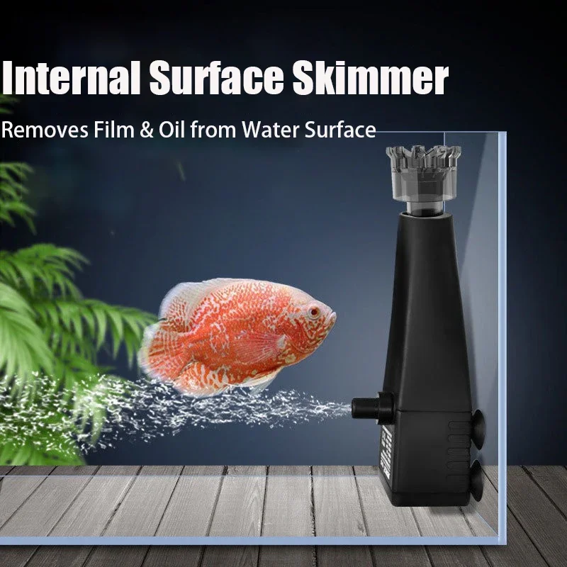 Internal Surface Skimmer Salt & Freshwater Tanks Oil Film Removes Fish Tank Filter Suction Cup Mounts Aquarium Accessories