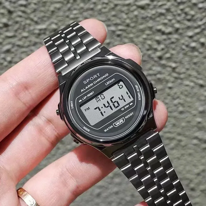 Luxury LED Digtal Watch Unisex Watches Steel Strap Men Wristwatches Waterproof Multifunction Sports Wrist Watch Electronic Clock