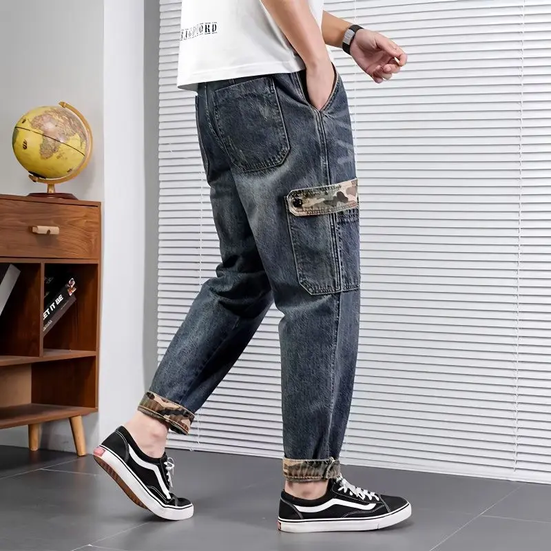 

Classic Spring Cargo Pants 2023 New Streetwear Baggy Jeans New Spring Summer Men Korean Fashion Loose Denim Trousers D86