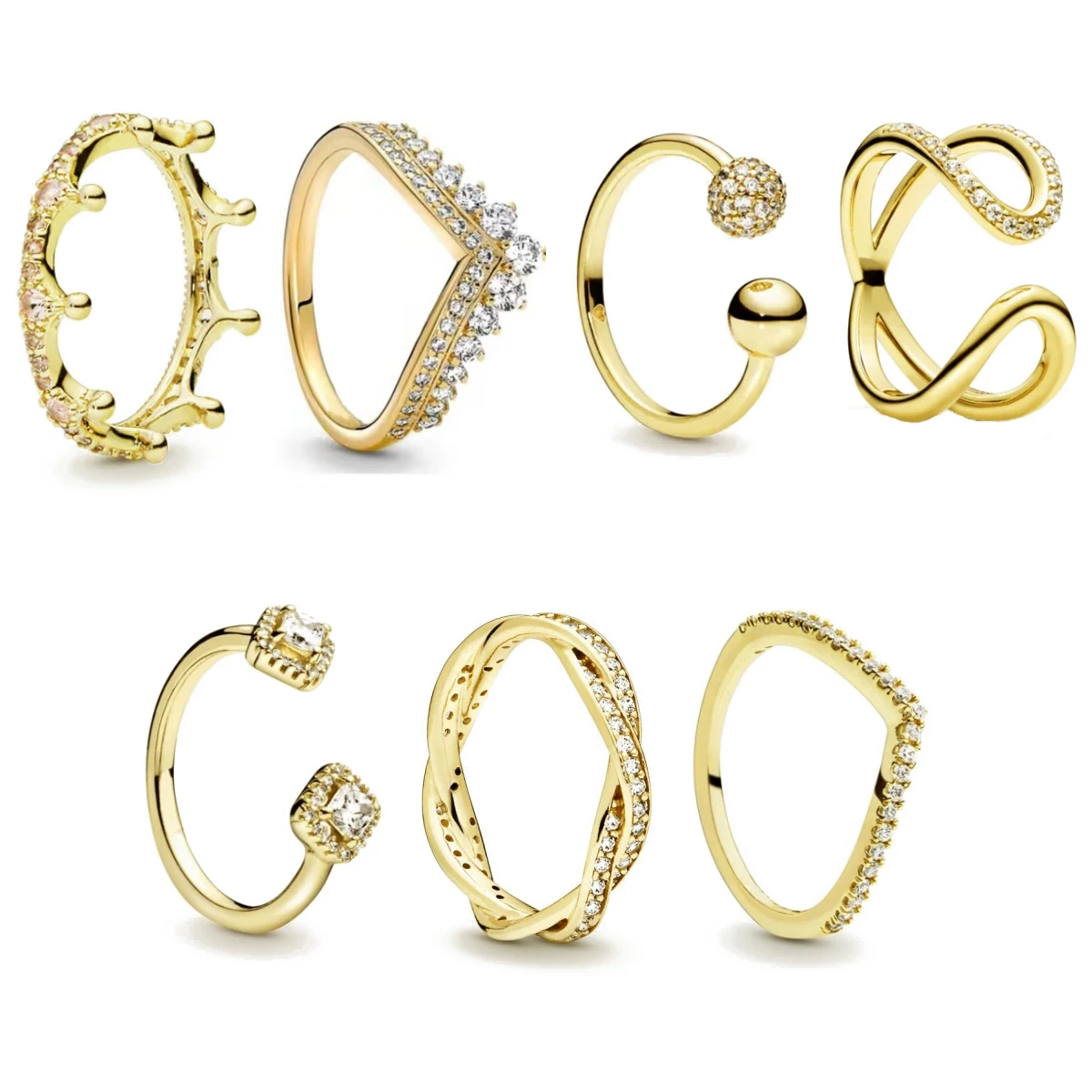 

New 925 Silver Rings 18K Gold Plated Crown Geometric Square Irregular Shape Ring For Women Silver 925 Ring Jewelry Love Gift