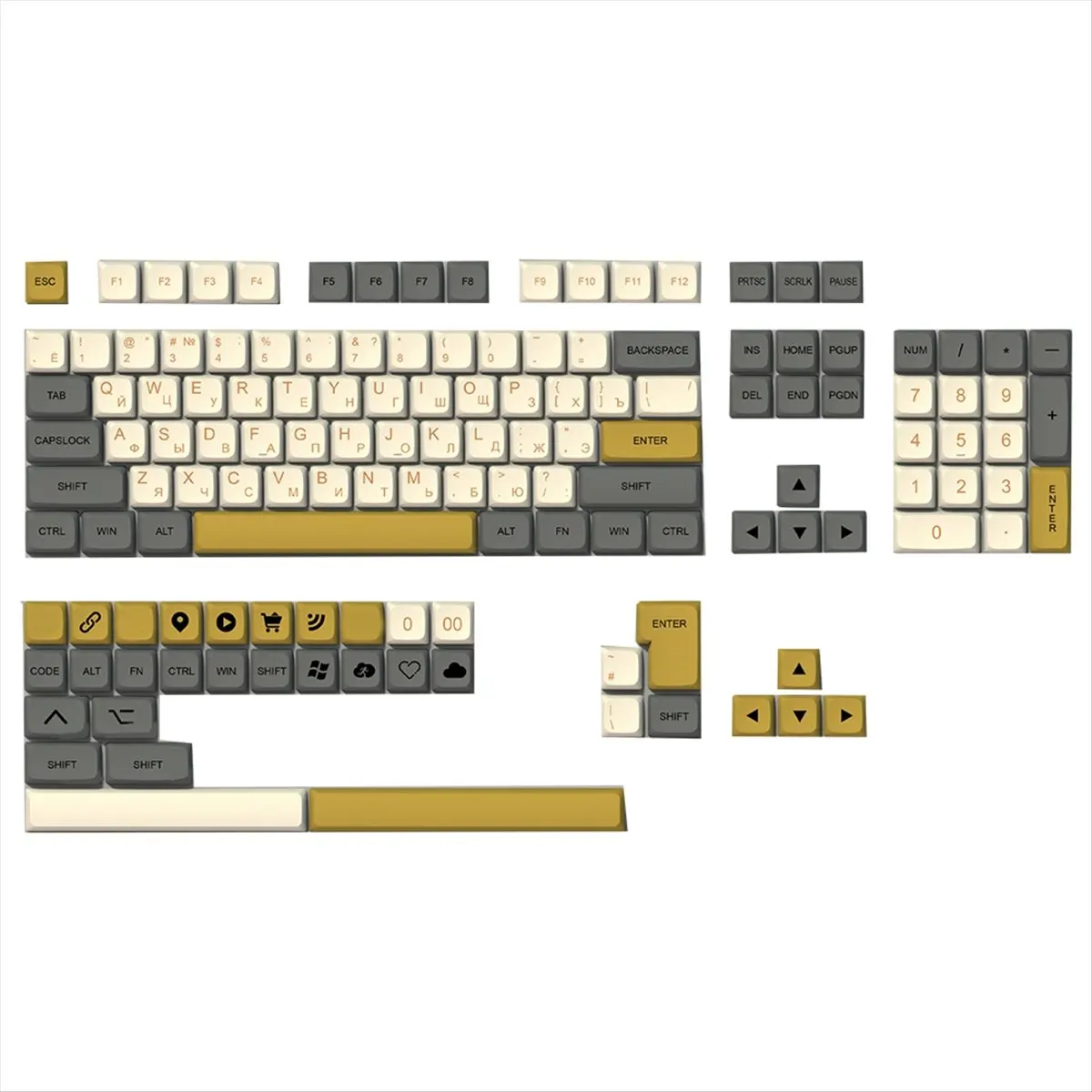 Welcome Deal~XDA PBT Colorblock Keycaps 138 Keys PBT Material Sublimation Suitable for Keyboard 68/75/84/96/980/104 Russian