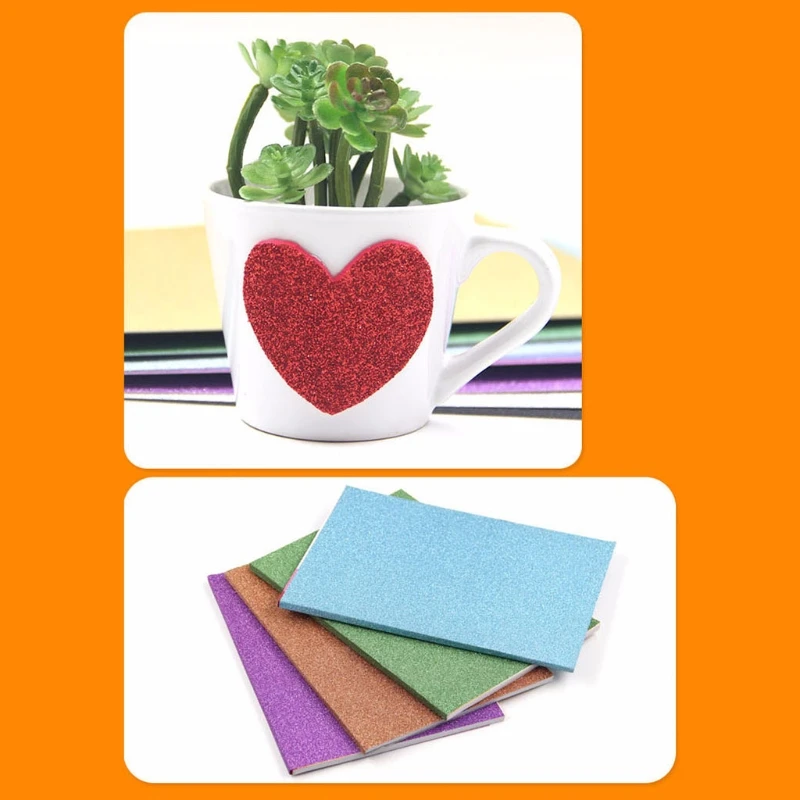 10 Pcs A4 반짝이 거품 논문 Cardstock 스폰지 폼 EVA 종이 Pearlescent 파우더 반짝이 종이 시트 아이들을위한 DIY Handmade Cra