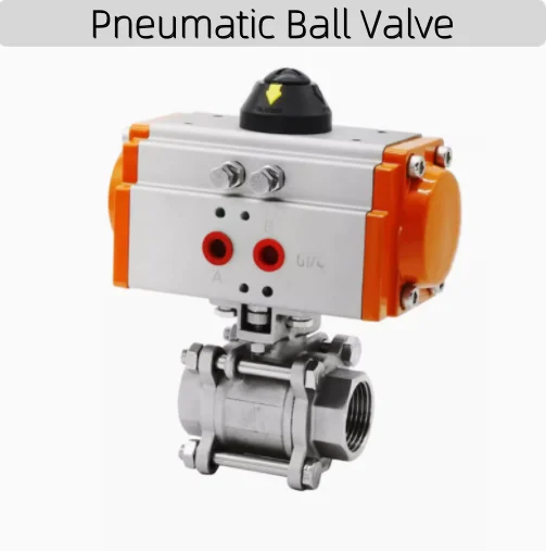 DN8 DN10 DN15 DN20 DN25 DN32 DN40 DN50  Three Piece Pneumatic Ball Valve With High Platform 304 Double Acting Cylinder