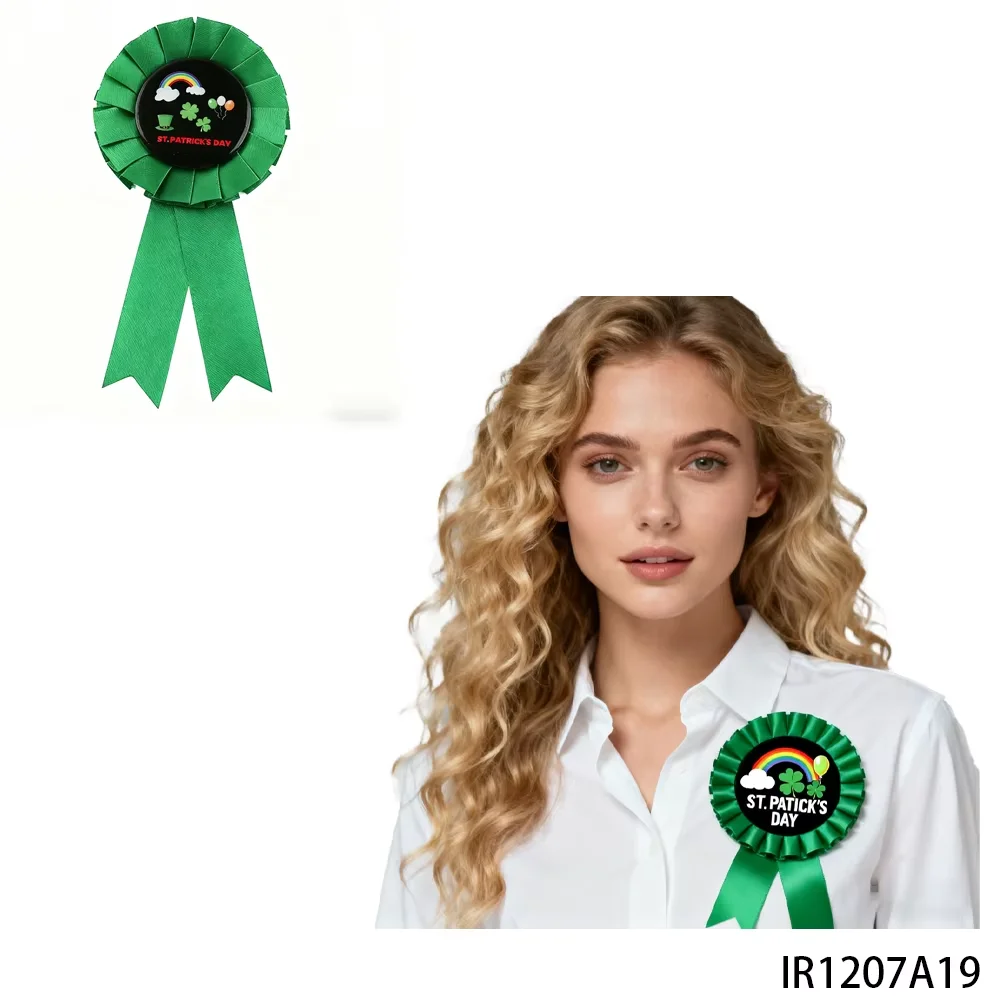 

PESENAR St. Patrick's Day Green Badge - Festive Party Accessory with Rainbow, Shamrock & Leprechaun Hat Design
