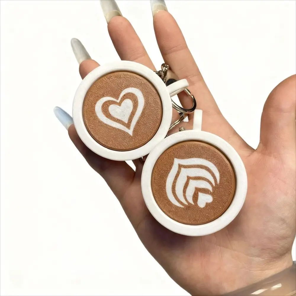 Funny 3D Printed Clicker Key Chain Simulation Food Funny Finger Button Pendant Fidget Sensory Coffee Calming Keychain