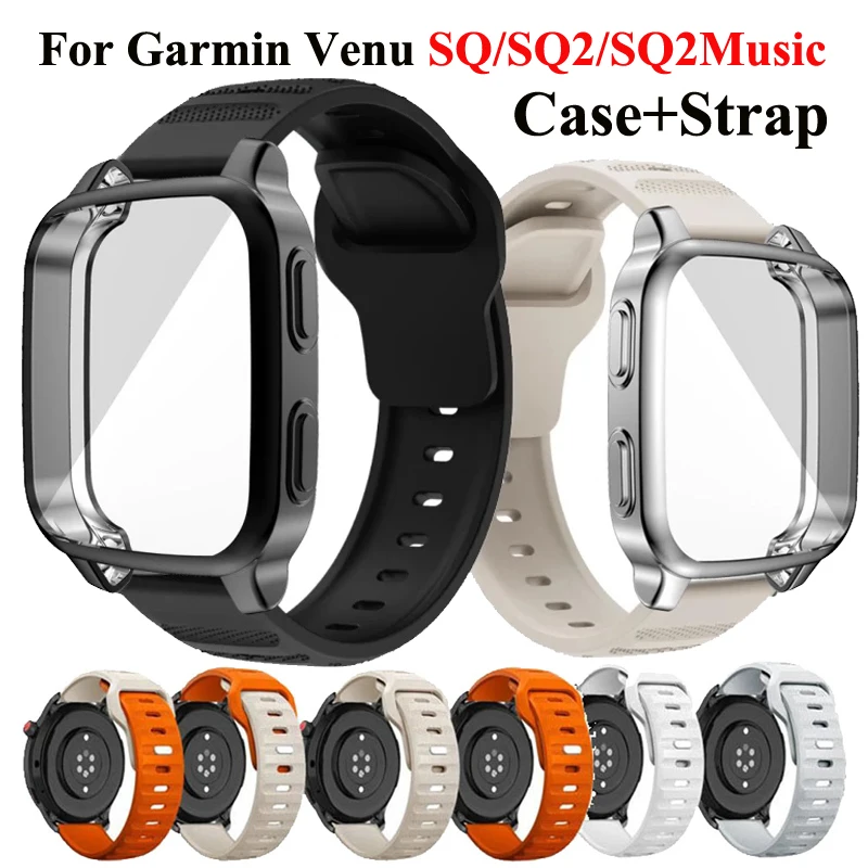 Funda de TPU + correa de silicona para reloj inteligente Garmin Venu SQ 2 Music, banda deportiva con cubierta suave para acceso de pulsera Garmin Venu SQ SQ2