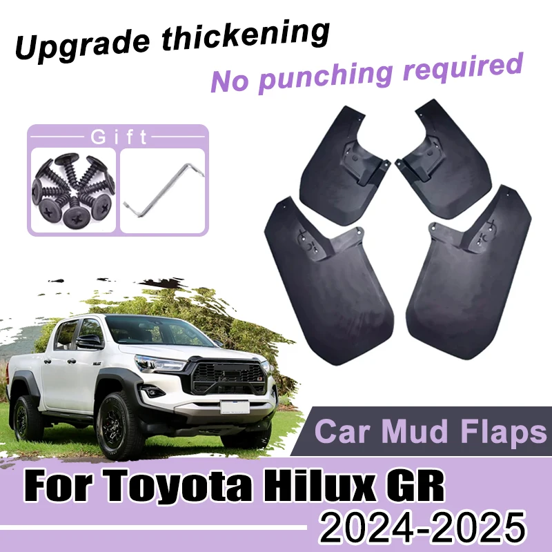 

Автомобильные брызговики для Toyota Hilux GR, аксессуары 2024 2025, передние и задние колеса, брызговики на крыло, брызговики, автоинструменты
