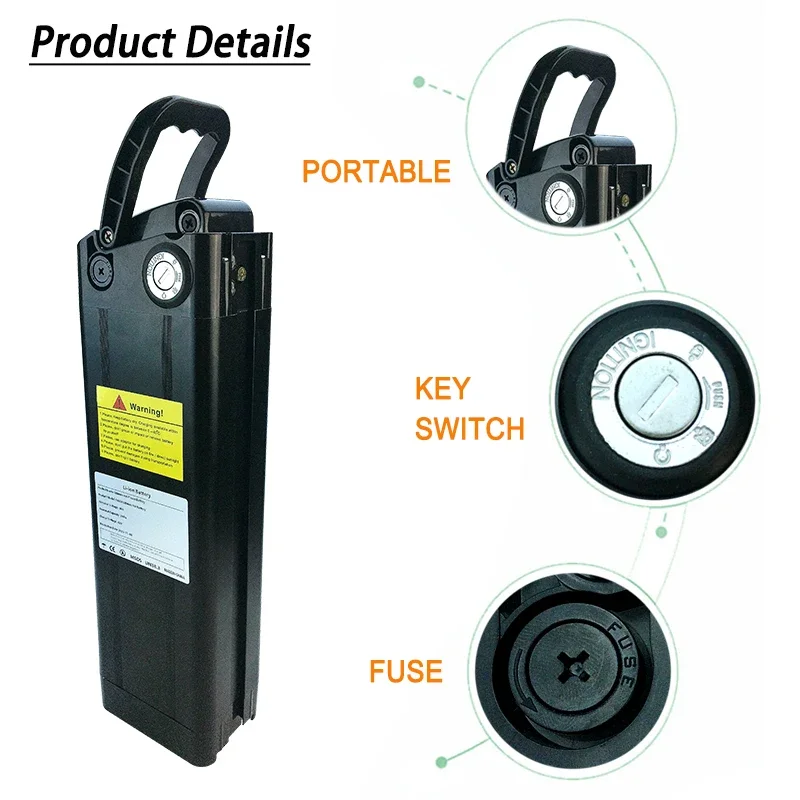 48V 30AH Lithium ion  Battery 18650 Pack for Silver Fish Style  with Aluminum Case Anti-theft Lock