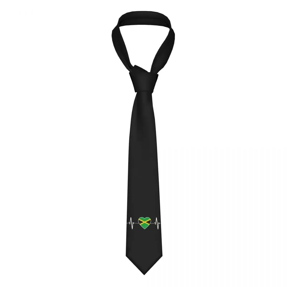 Formal Jamaican Heartbeat Jamaica Country Flag Heart Neck Tie for Party Custom Men Neckties