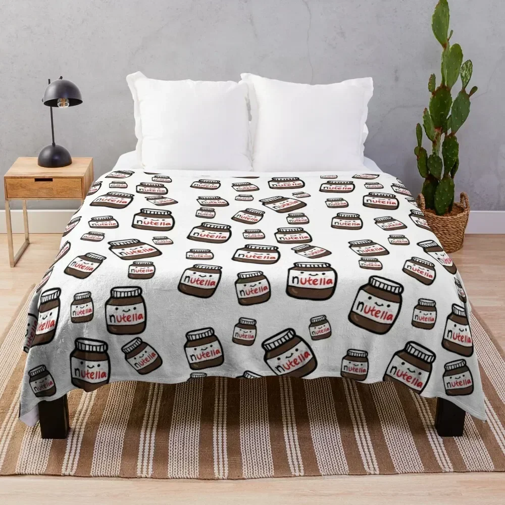 

cute nutella stickers Throw Blanket All Season Lightweight Soft Blanket for Bed