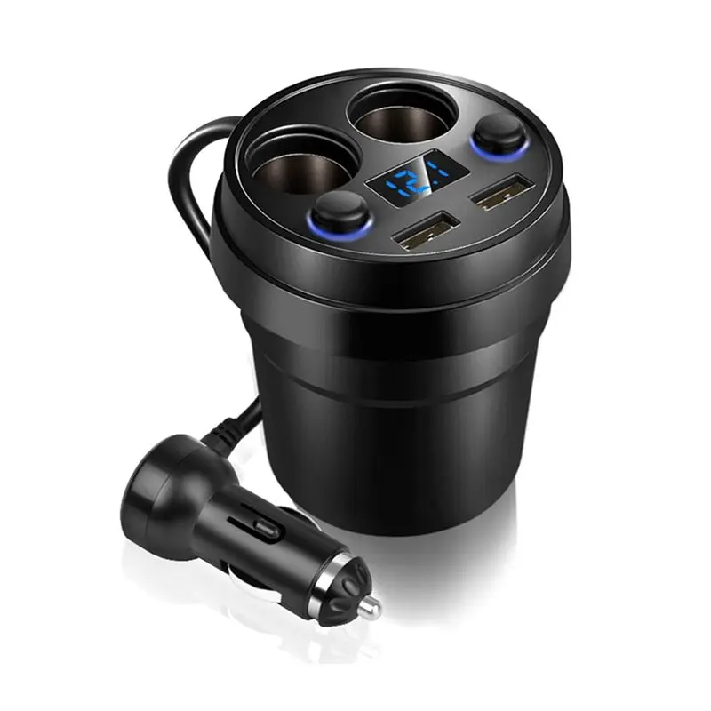 Universal Car Cup Dual Usb With Cable Car Multi-Function Cigarette Lighter Car Mobile Phone -A54R