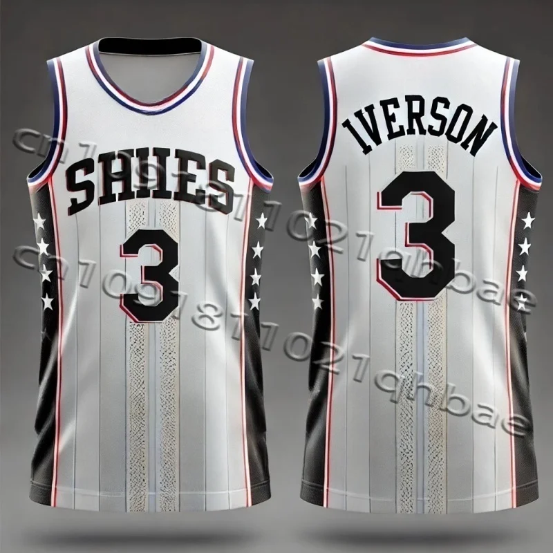 

2025 Iverson Creative Shirt Gold Style Basketball Shirt Iverson Fan No. 3 Shirt Adult and Children Comfortable Quick Drying