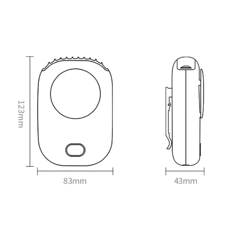 Vestível USB Pessoal Ventilador Portátil, Suporte De Mesa, Controle De Toque, Alimentado Por Bateria, Design Sem Folheto, Interior, Exterior