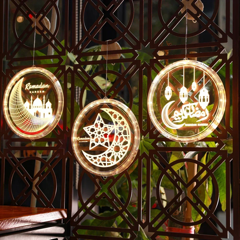 

2025 New Moon Star Castle Islam Eid Mubarak Ramadan Decorations Islam Window LED Fairy Lights for Party Eid Ramadan Lights