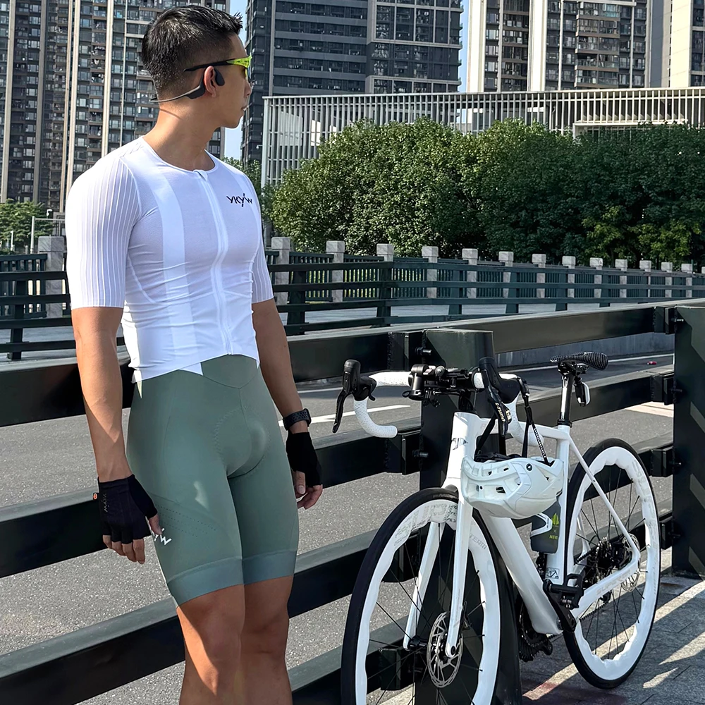 YKYWBIKE Men's Cycling Bib Shorts Carvico Fabrics 7 Hours Interface Padded Bicycle Riding Bib Shorts Road Bike Bib Short Pants