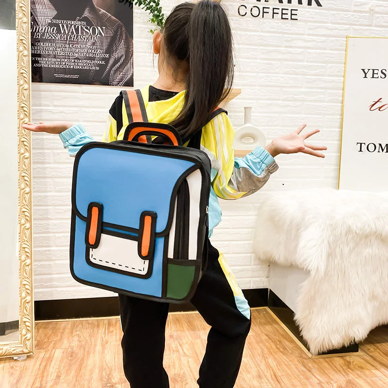 for Creative Women 2D Drawing Backpack Cartoon School Bag Comic Bookbag for Teenager Girls Daypack Travel Rucksack