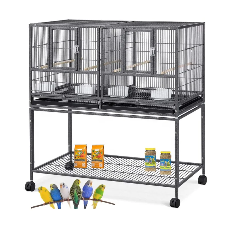 

Bird Cage 1/2/3-Combo Stacker Center Divided Breeder Breeding Bird Flight Double Rolling Cage