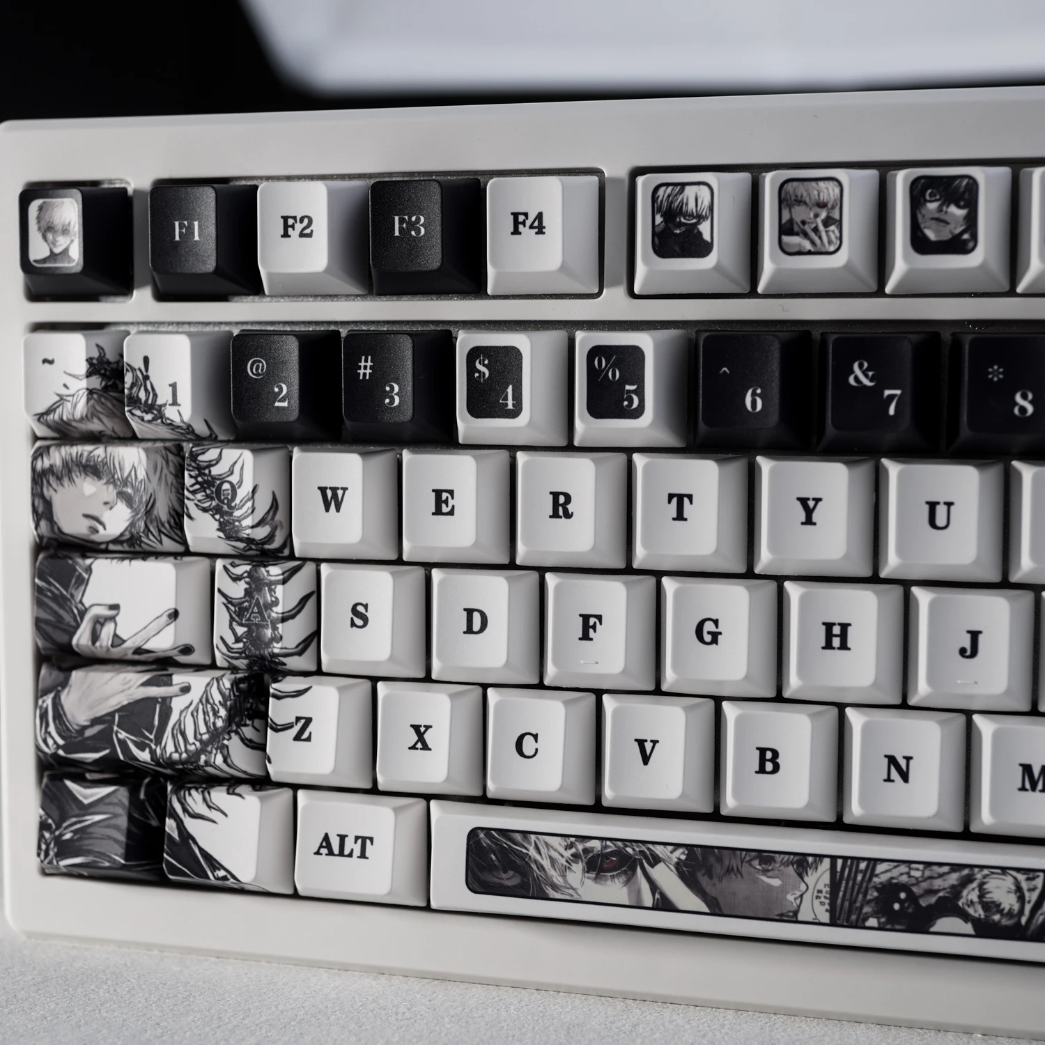 130 keys Kaneki Ken Keycaps Tokyo Ghoul Anime PBT Dyesub CherryMOA Profile Custom Key Cap For MX Switch Mechanical Keyboard