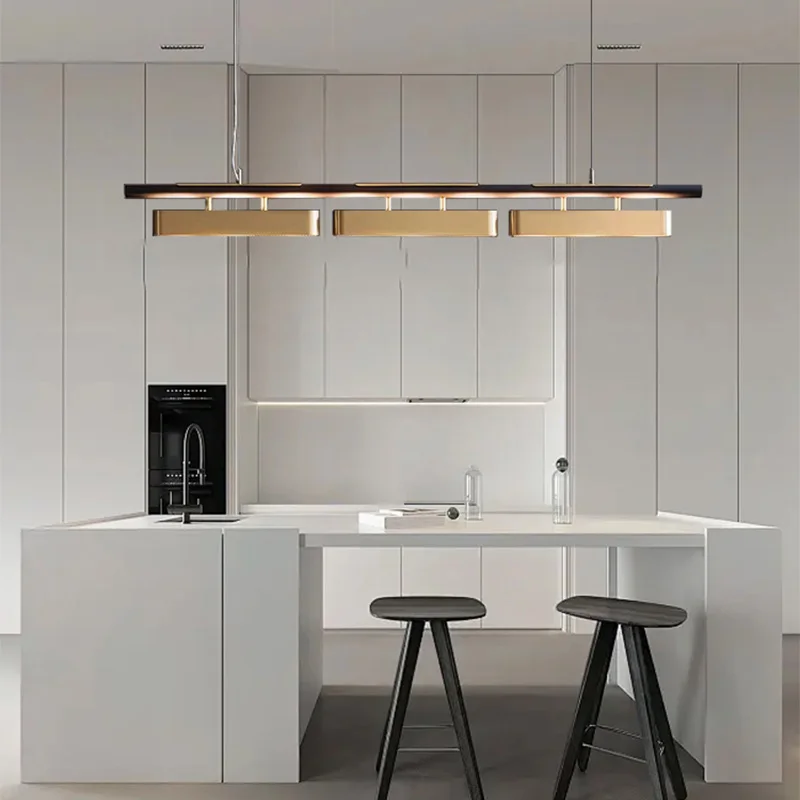 

Modern LED gold stainless steel restaurant chandelier for bar decoration, ceiling lighting lustre luminaire dimmable
