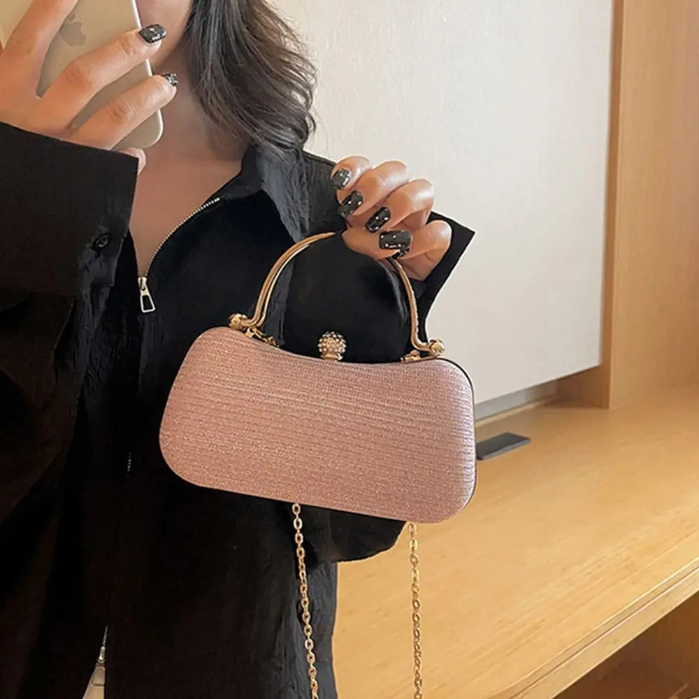 Bolso de noche con purpurina para mujer, elegante bolso de muñeca de gran capacidad, bolso de mano para mujer, bolso de hombro con diamantes de imitación, caja